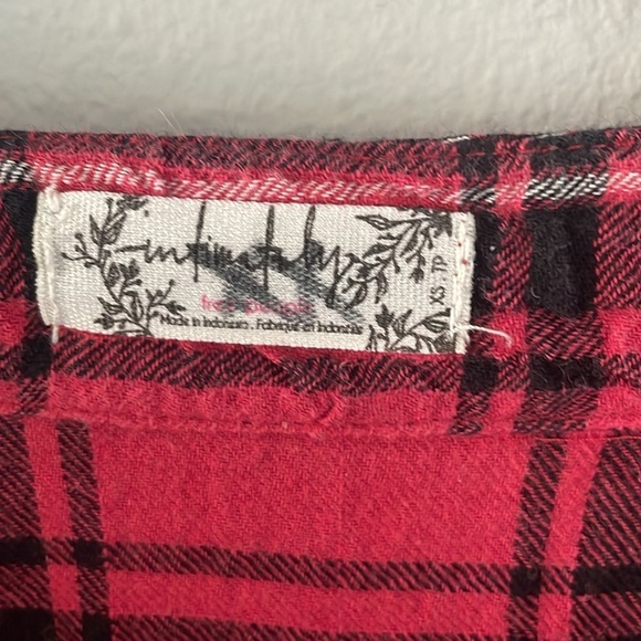 Free People intimately free flannel plaid oversized tunic/dress black and red XS - Picture 3 of 4